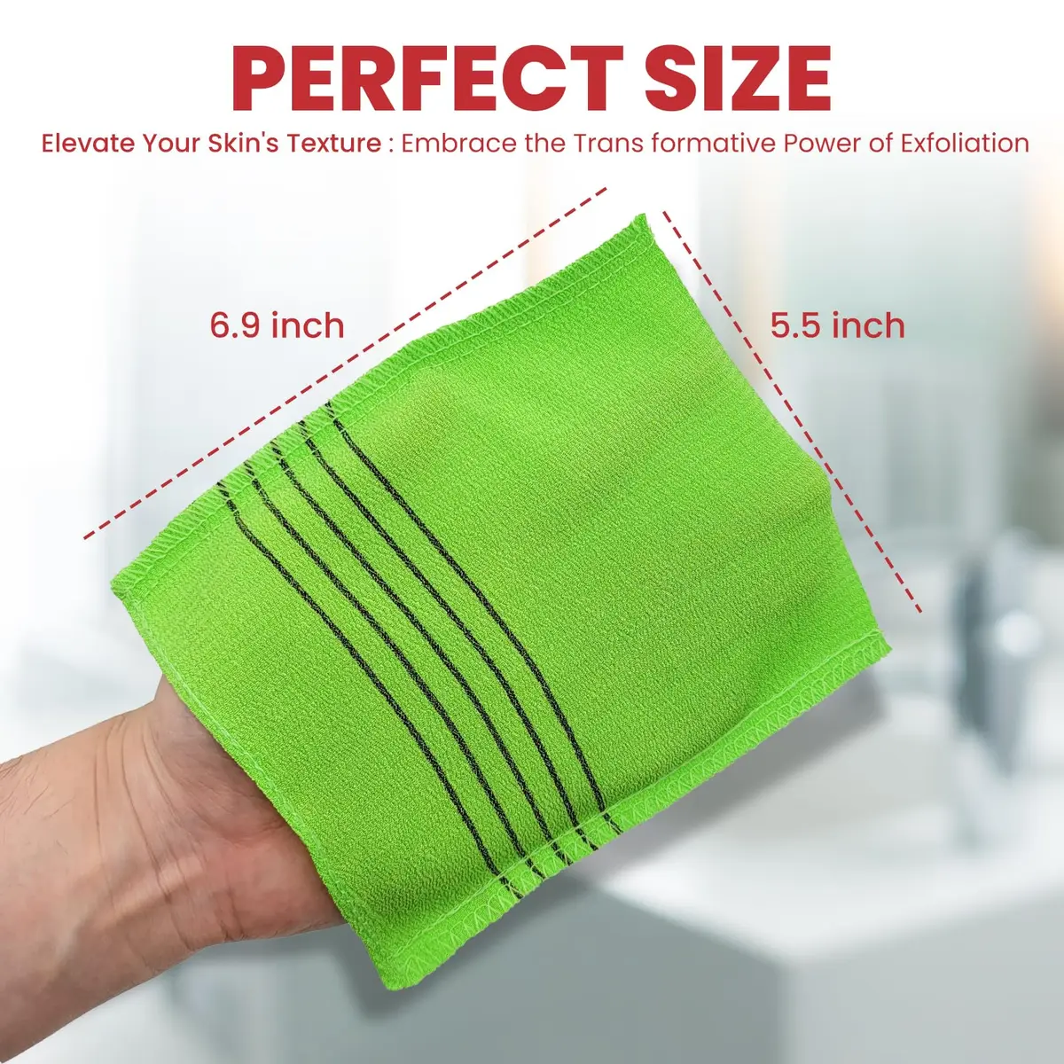 etreetowel Korean Exfoliating Bath Washcloth Mitt 6-Pack | Premium Viscose Rayon, Anti-Shrink - view 6