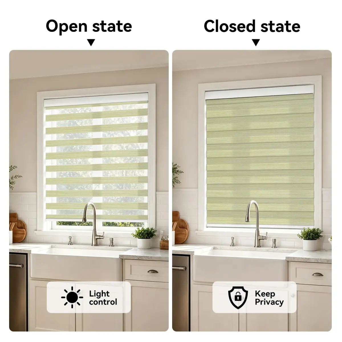 ACMEART Motorized Light Filtering Zebra Blinds with Remote, Lemon Green | Smart Window Shades for India - view 2