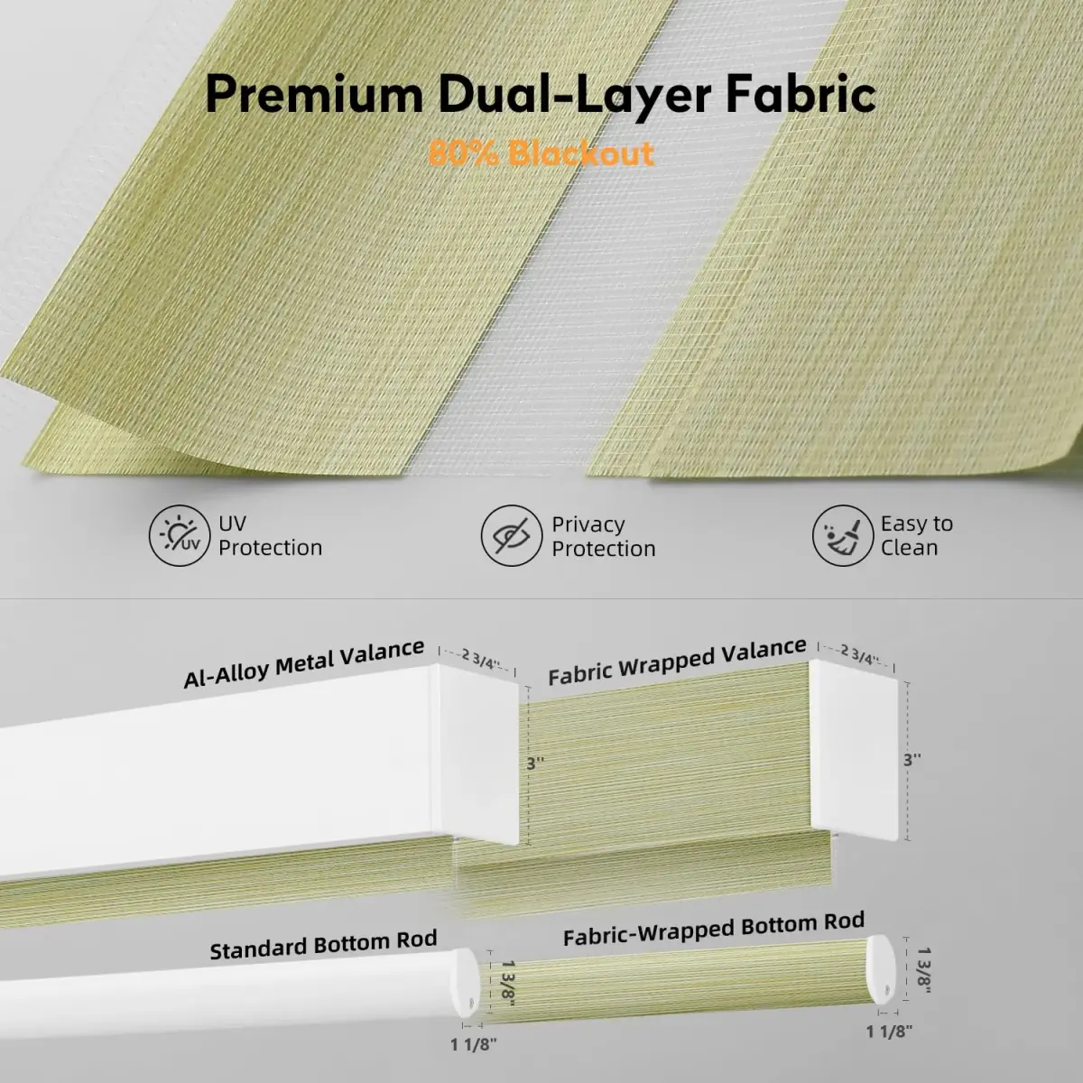 ACMEART Motorized Light Filtering Zebra Blinds with Remote, Lemon Green | Smart Window Shades for India - view 4