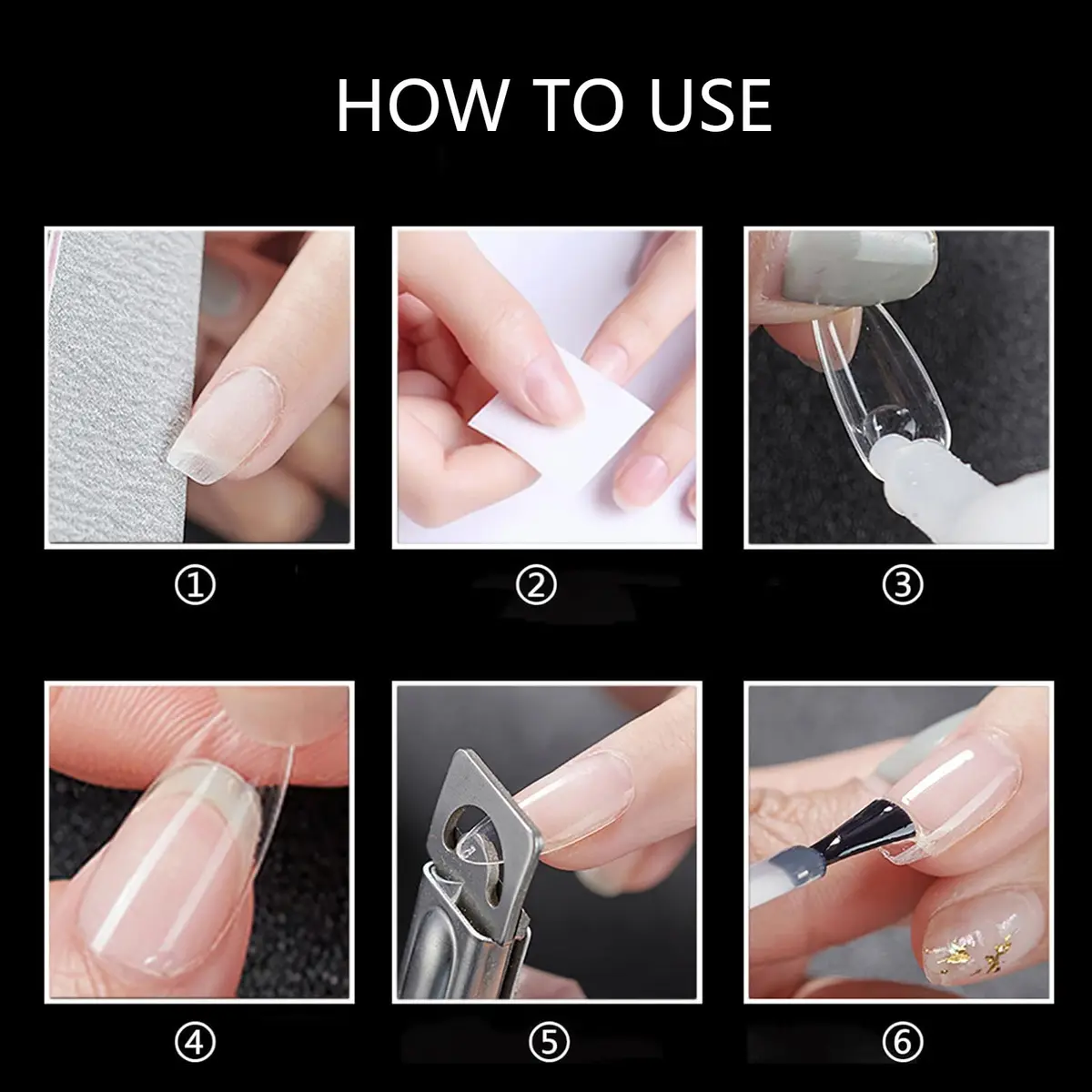 Ohlove False Nail Tips 500Pcs Medium Almond Full Cover Clear Acrylic Nails for DIY Nail Art, 10 Sizes - view 6