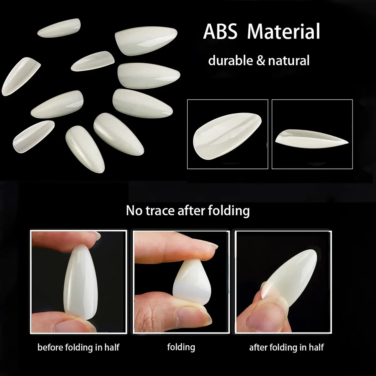 Ohlove False Nail Tips 500Pcs Medium Almond Full Cover Clear Acrylic Nails for DIY Nail Art, 10 Sizes - view 3