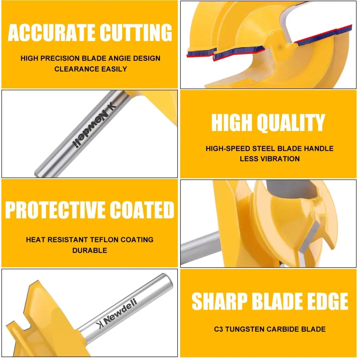Newdeli Lock Miter Router Bit 1/4-inch Shank x 3/4-inch Stock | Creates Strong 90-Degree Joints - view 3