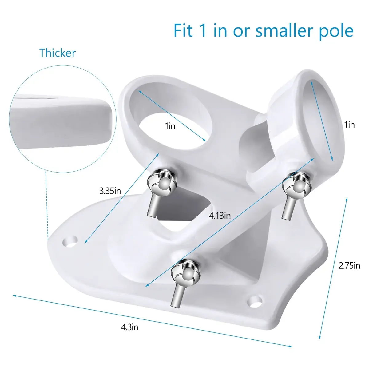 Haoridul Heavy Duty Flag Pole Holder Mount 1" Inner Diameter | Rust Free Aluminum with 3 Butterfly Screws - view 4