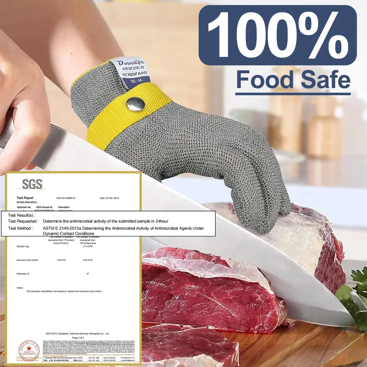 Dowellife ANSI A9 Cut Resistant Gloves X-Large | Food Grade Stainless Steel Mesh for Butcher, Kitchen, Oyster Shucking - view 4