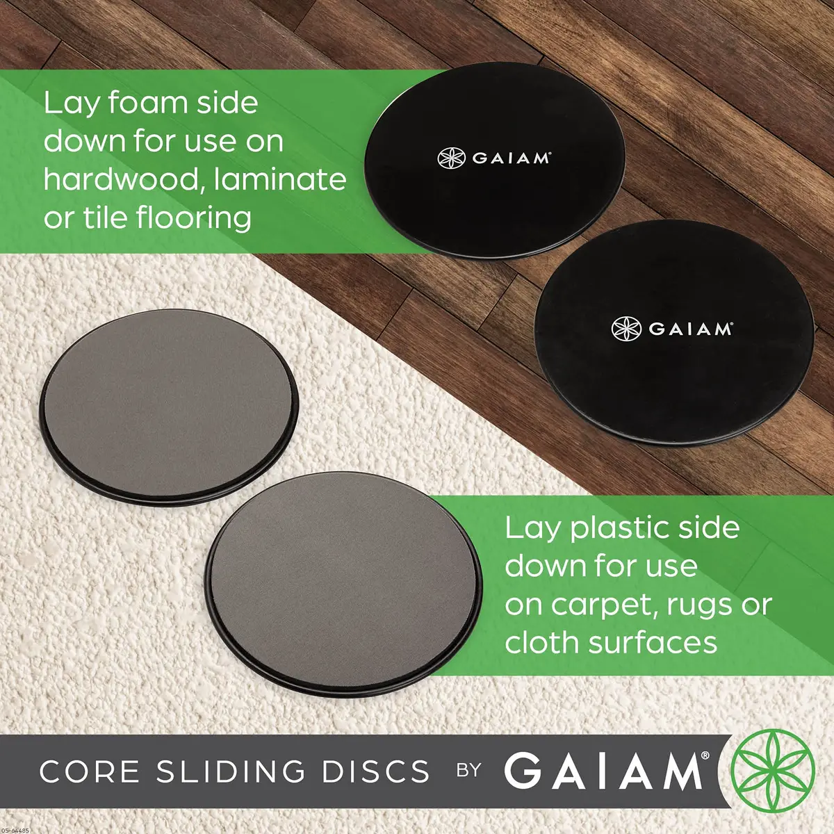 Gaiam Core Sliding Discs, Dual-Sided Ab Sliders, Set of 2 | Reversible for Carpet & Hard Floors - view 2