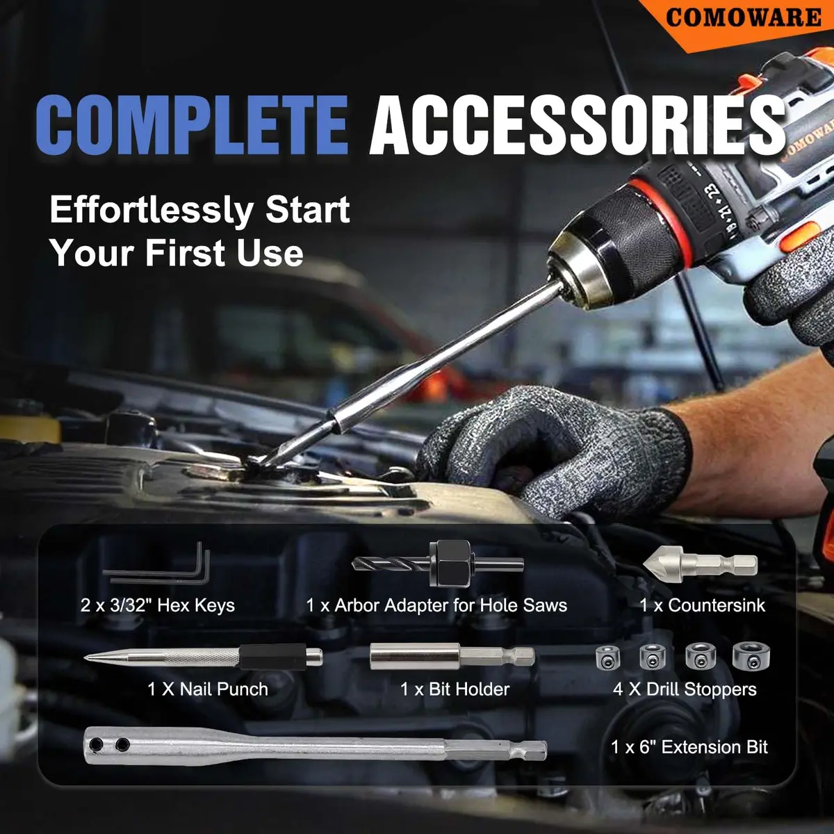 COMOWARE 246-Piece Drill Bit and Screwdriver Set | For Wood, Metal, Masonry, Cement & Screws - view 6