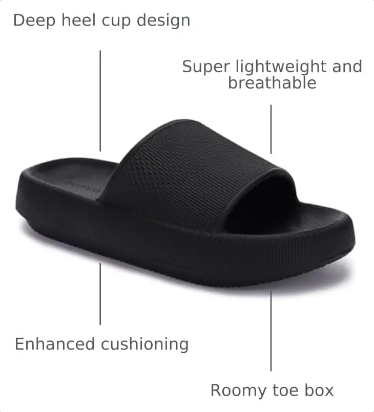 Joomra Black Pillow Slippers for Women & Men | 25.4cm (10"-11.5" W / 9"-10" M) - view 4