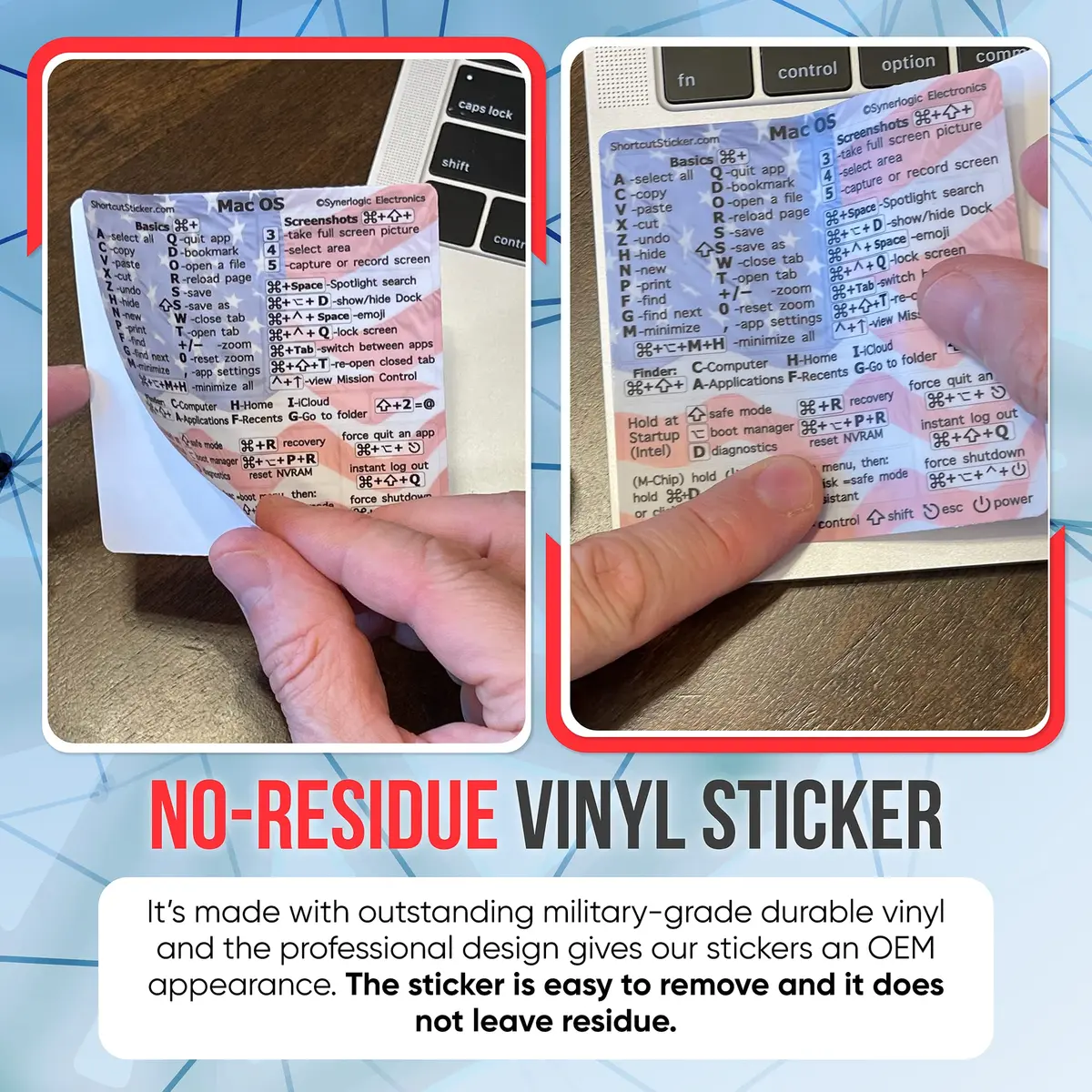 Synerlogic Mac OS Shortcuts Sticker for MacBook Air & Pro | Laminated Vinyl macOS Cheatsheet | Keyboard Shortcuts 2026 (US Flag) - view 5