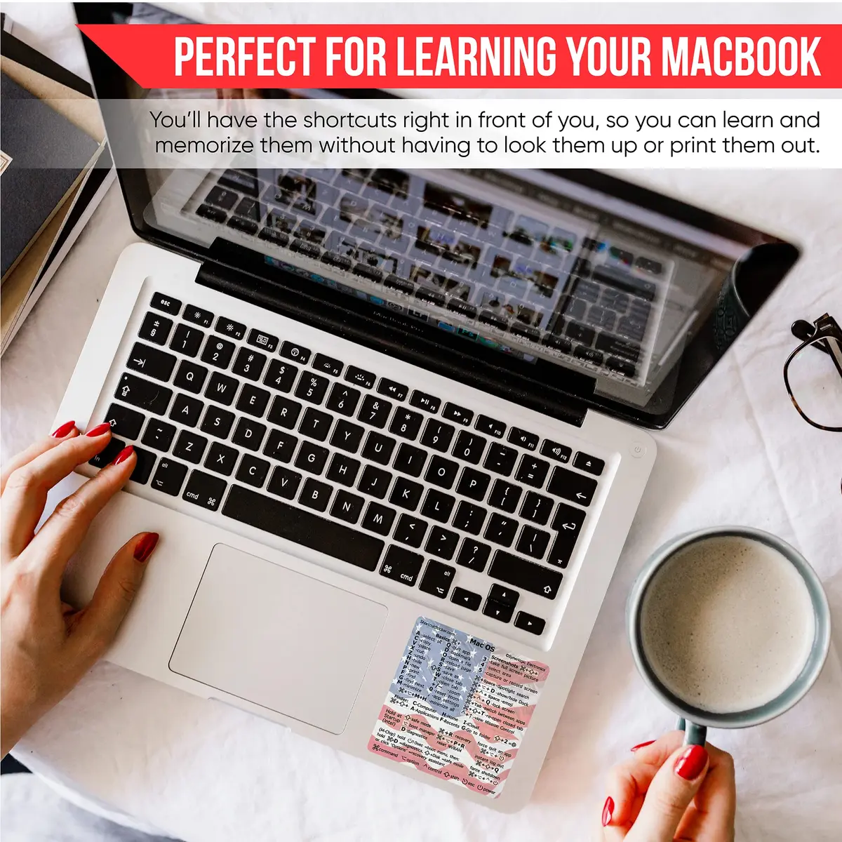Synerlogic Mac OS Shortcuts Sticker for MacBook Air & Pro | Laminated Vinyl macOS Cheatsheet | Keyboard Shortcuts 2026 (US Flag) - view 6