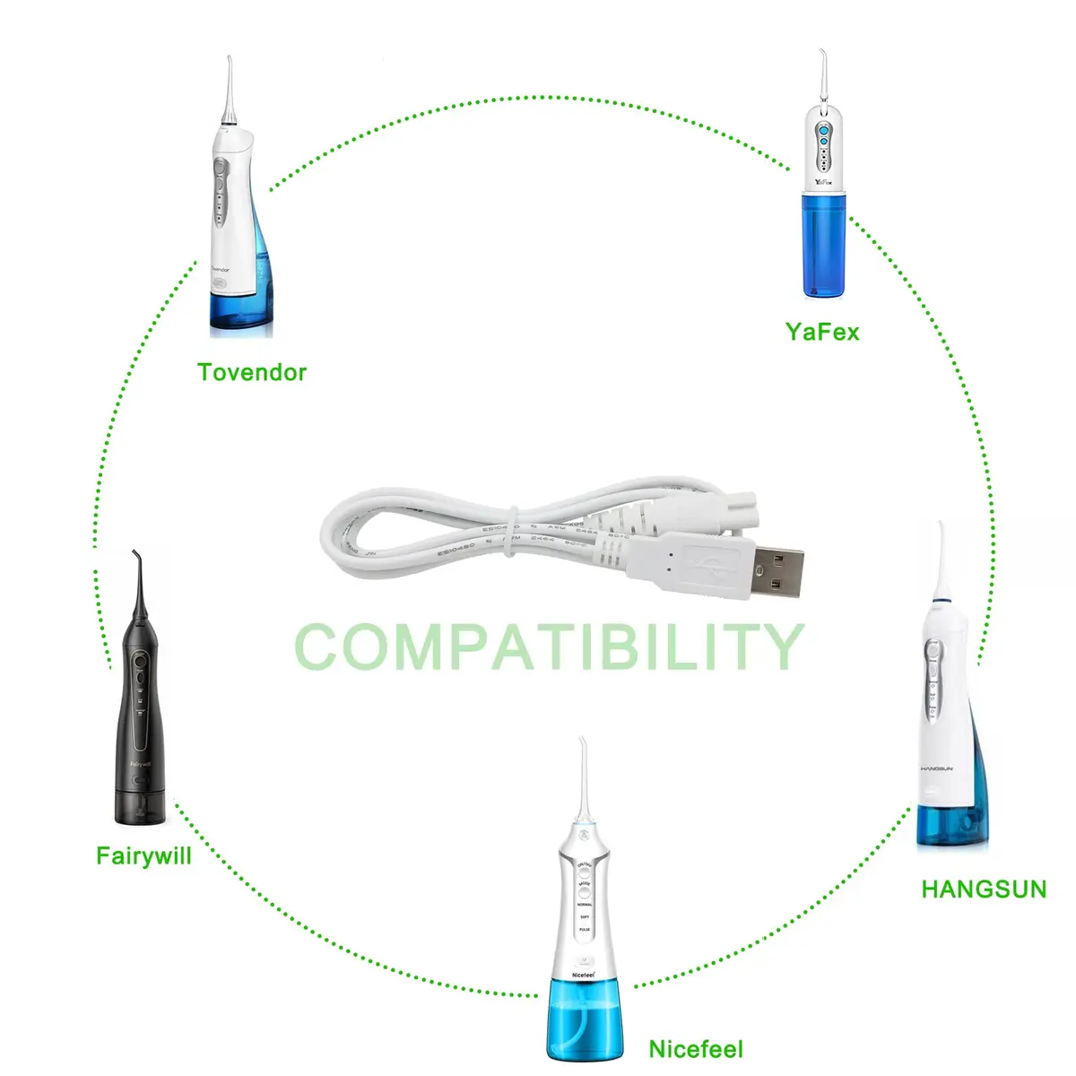 PDEEY USB to 2 Prong Figure-8 Charging Cable 2-Pack | Compatible with Multiple Water Flosser Brands - view 3
