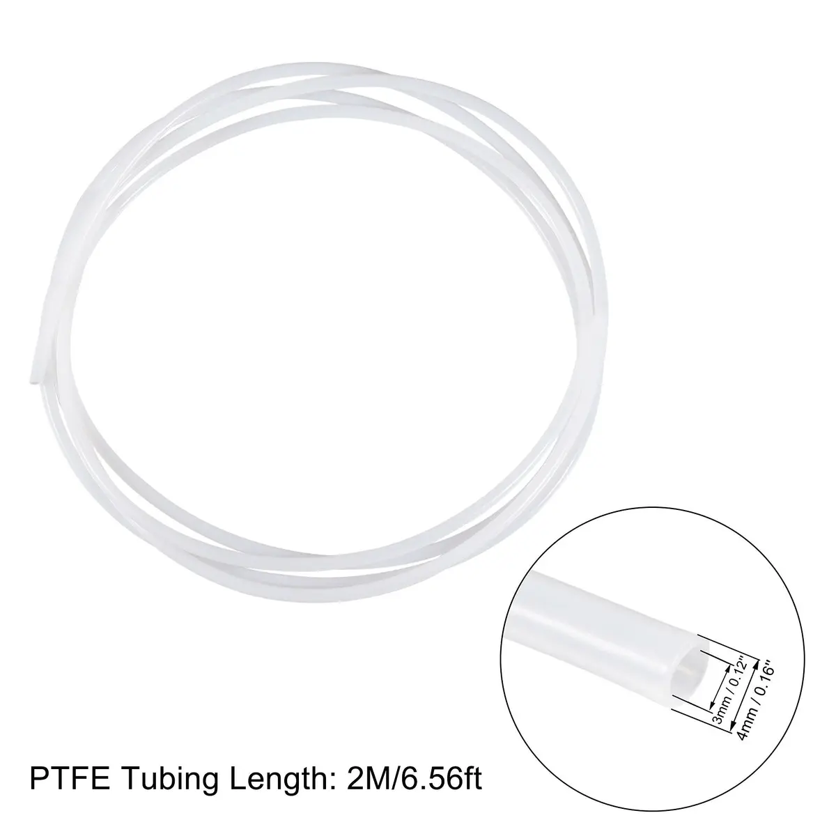 uxcell PTFE Tubing Hose High Temperature 3mm x 4mm | Corrosion & Insulation Resistant, 6.56ft with Cutter - view 2