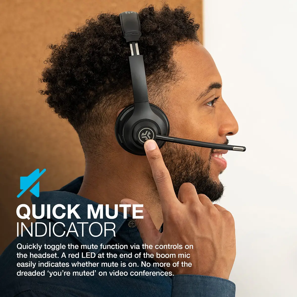 JLab Go Work Wireless Headset with Microphone | 45+ Hour Playtime, Bluetooth Multipoint, Wired/Wireless - view 5