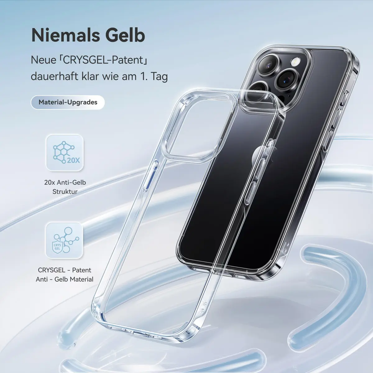 CASEKOO for iPhone 13 Pro Case Crystal Clear Never Yellow Slim | Military-Grade Protection - view 2