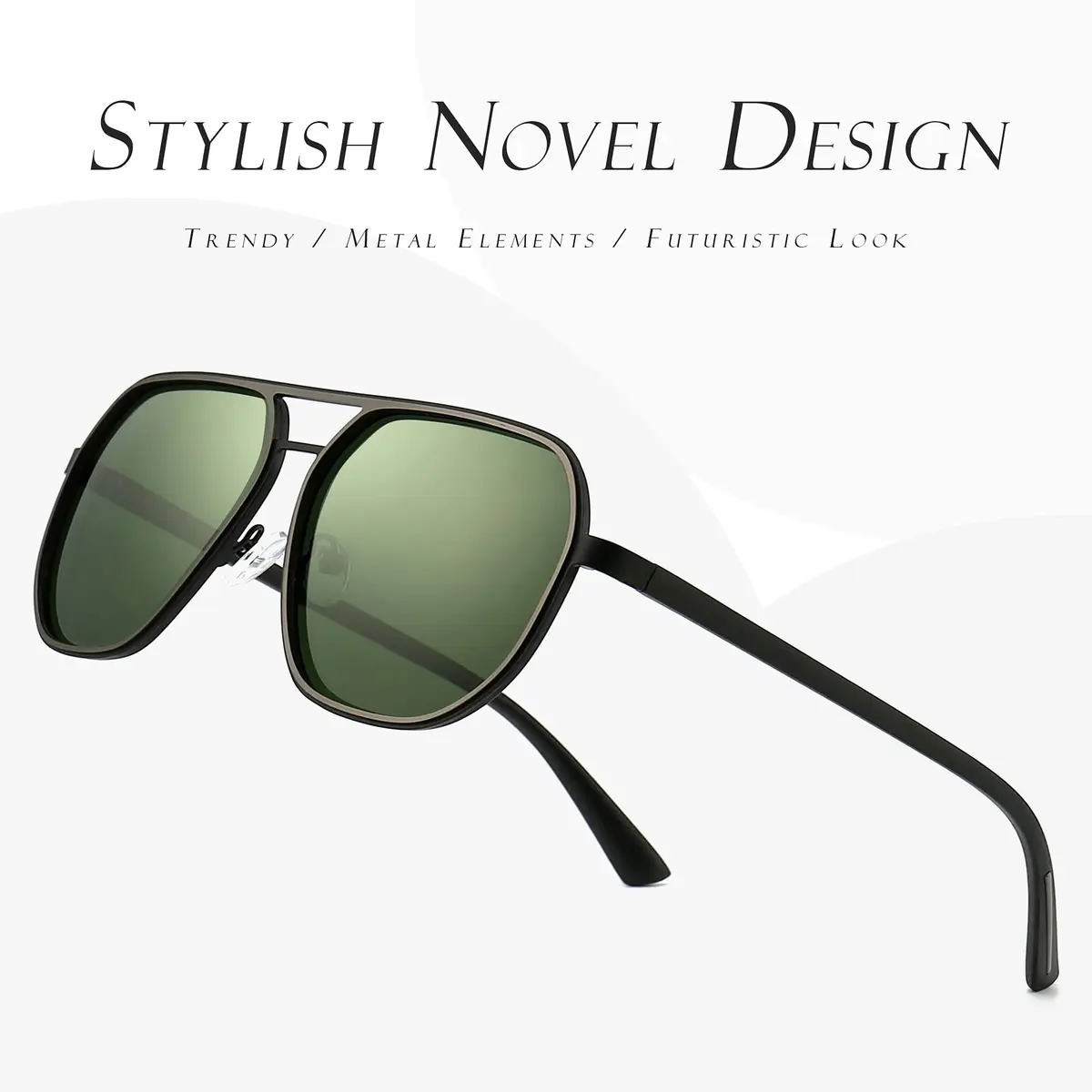 SUNGAIT Polygon Aviator Sunglasses for Men Polarized UV Protection | Trendy Retro Square Shades (53mm/60mm) - view 5
