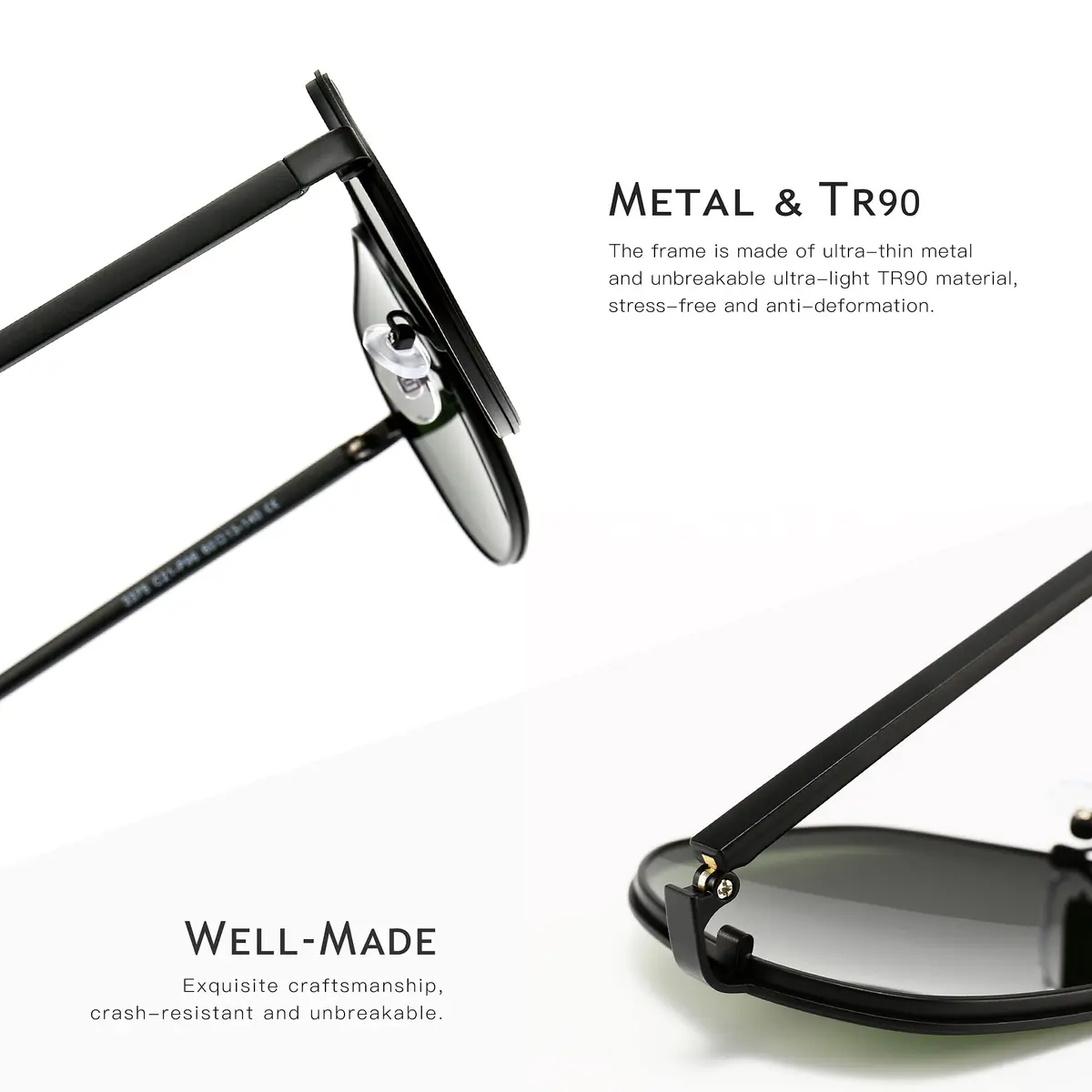 SUNGAIT Polygon Aviator Sunglasses for Men Polarized UV Protection | Trendy Retro Square Shades (53mm/60mm) - view 3