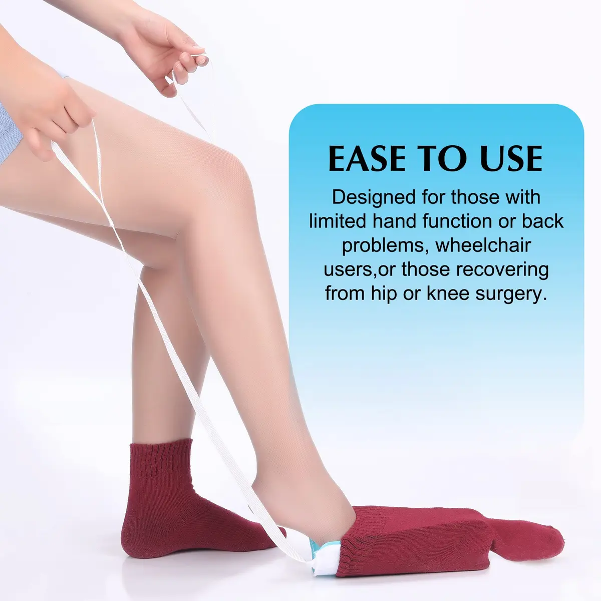 CAidRE Sock Aid with Three Finger Design for Easy On/Off - Blue | 23.5 cm (9.25 in) - view 2