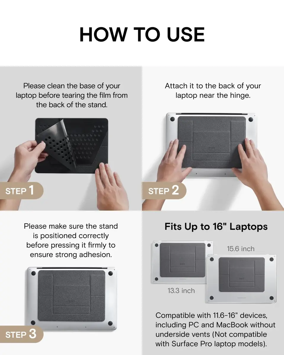 MOFT Invisible Slim Laptop Stand Grey | Adjustable & Reusable for Up to 15.6" - view 8