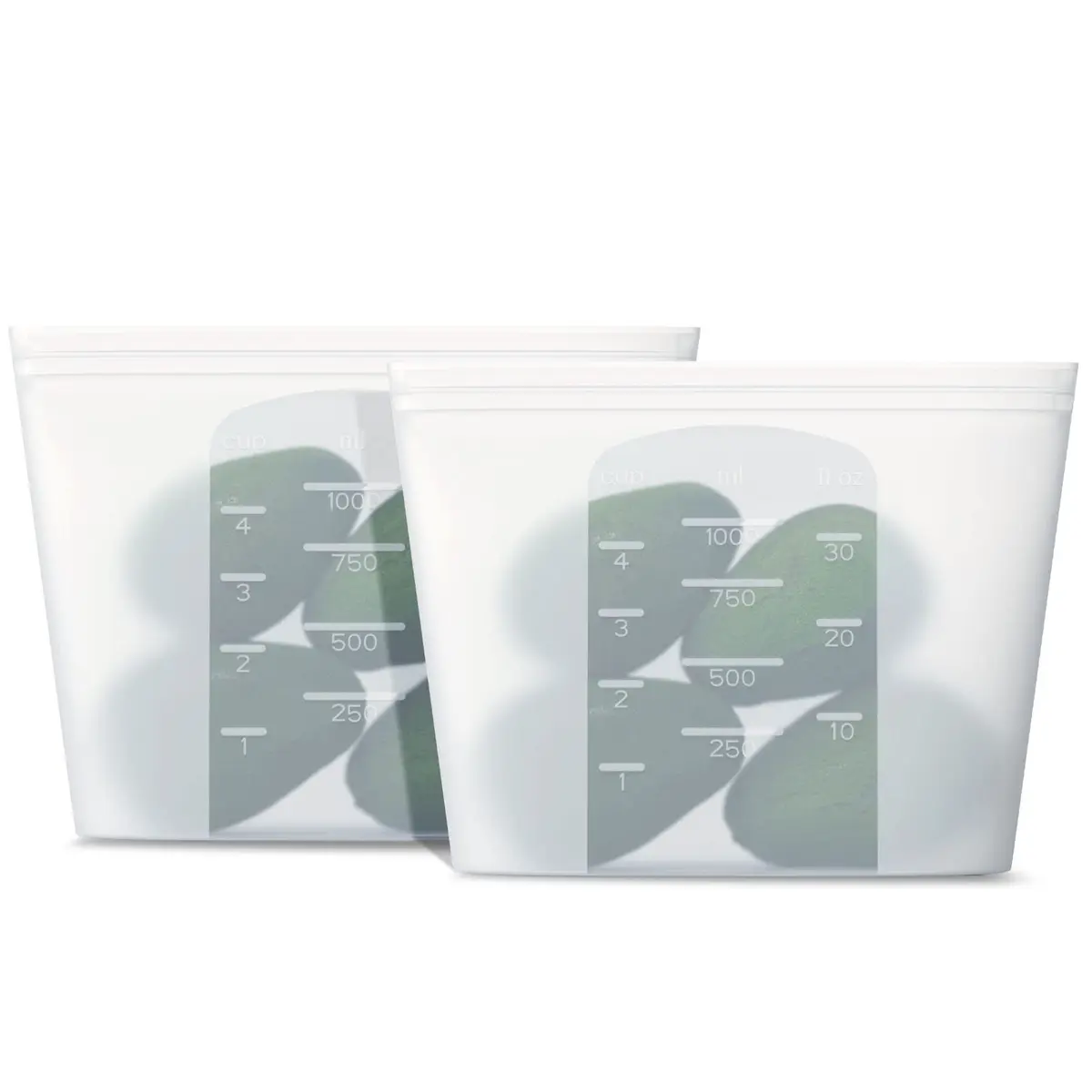 Winrock Reusable Silicone Food Storage Bags 1000ml (32oz) | Airtight, Leak-Proof Zip Seal Containers (2-Pack, White) - main product image