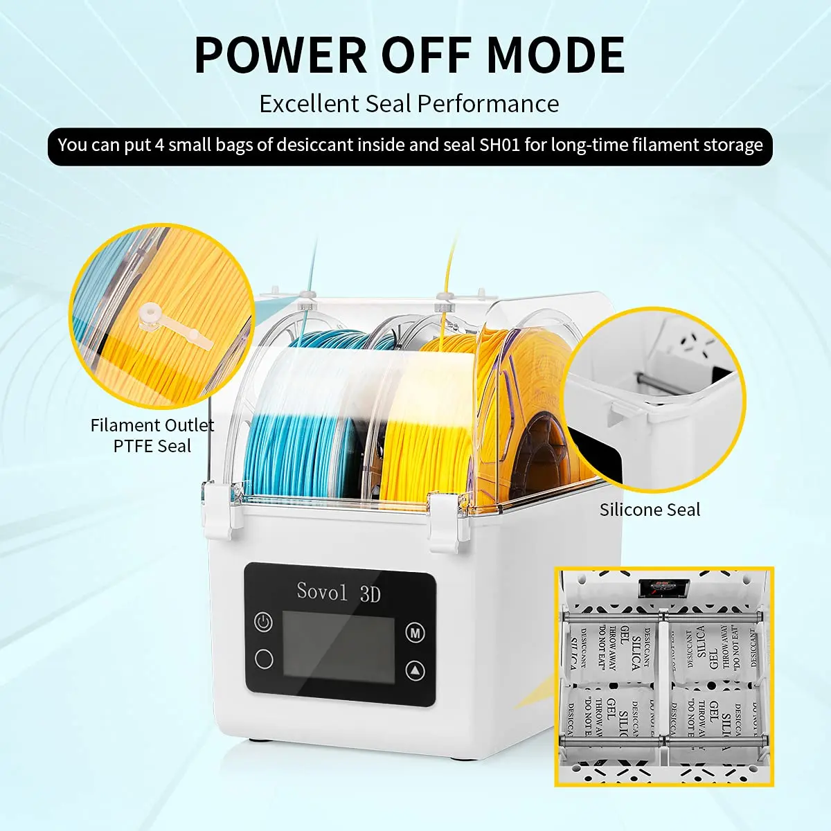 Sovol Filament Dryer 2026, SH01 Filament Dehydrator 3D Printer Spool Holder | Keep Filament Dry & Improve Prints - view 4