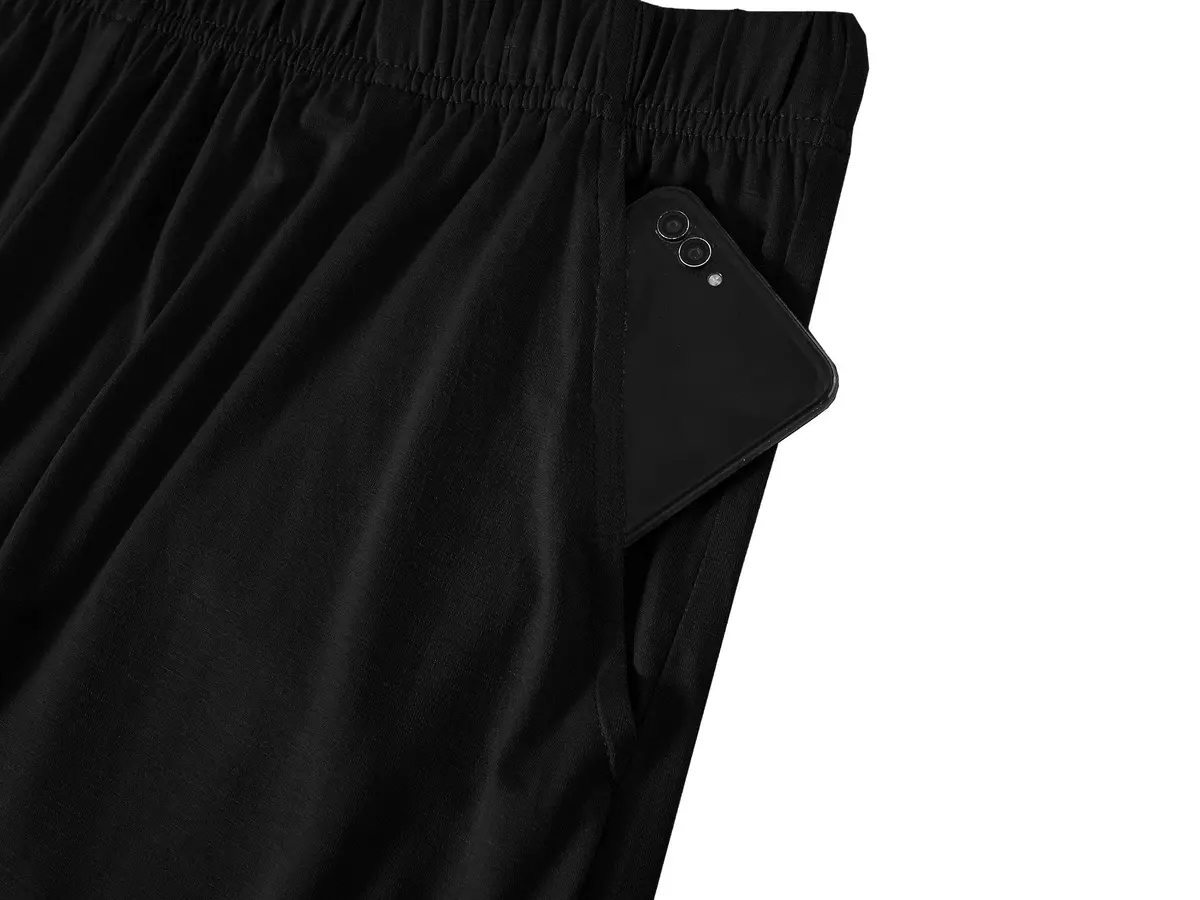 MoFiz Men's Short Sleeve Pajama Set with Shorts | Lightweight Summer Loungewear (Black, Large) - view 5
