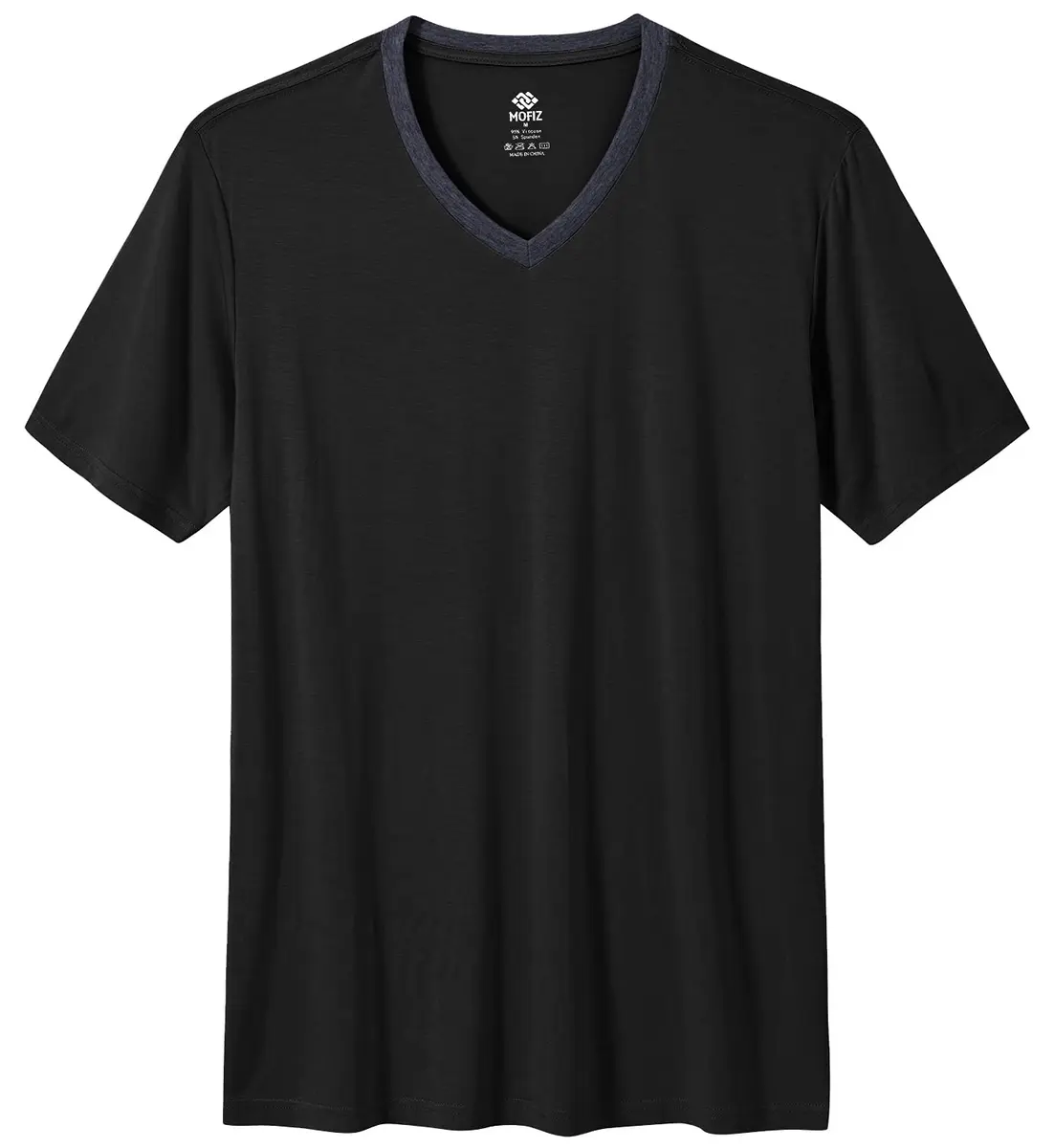 MoFiz Men's Short Sleeve Pajama Set with Shorts | Lightweight Summer Loungewear (Black, Large) - view 3