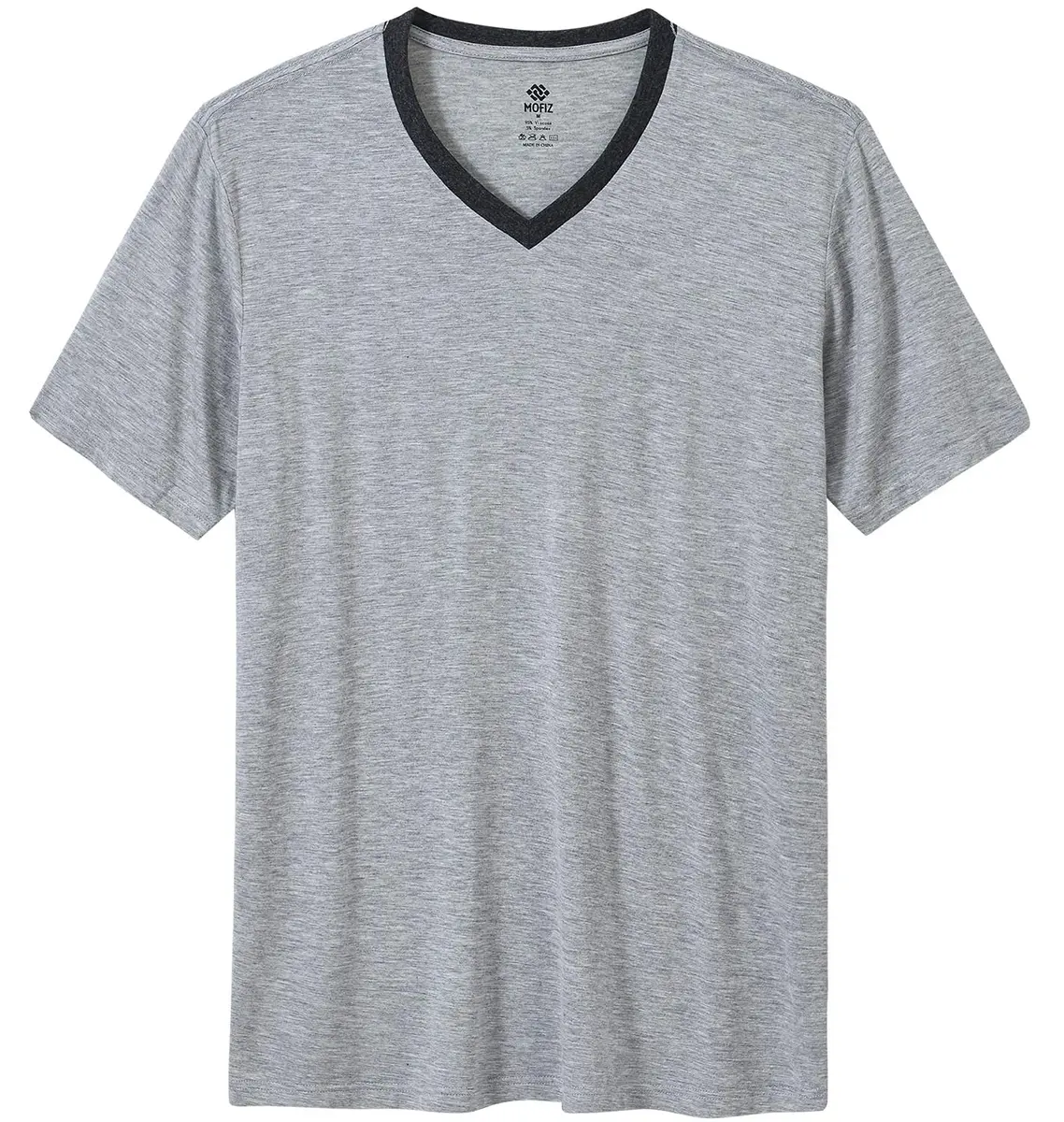 MoFiz Men's Pajama Set Lightweight Big Tall Tee Soft Summer Cotton PJs Sleep Sets Light Grey XL - view 3
