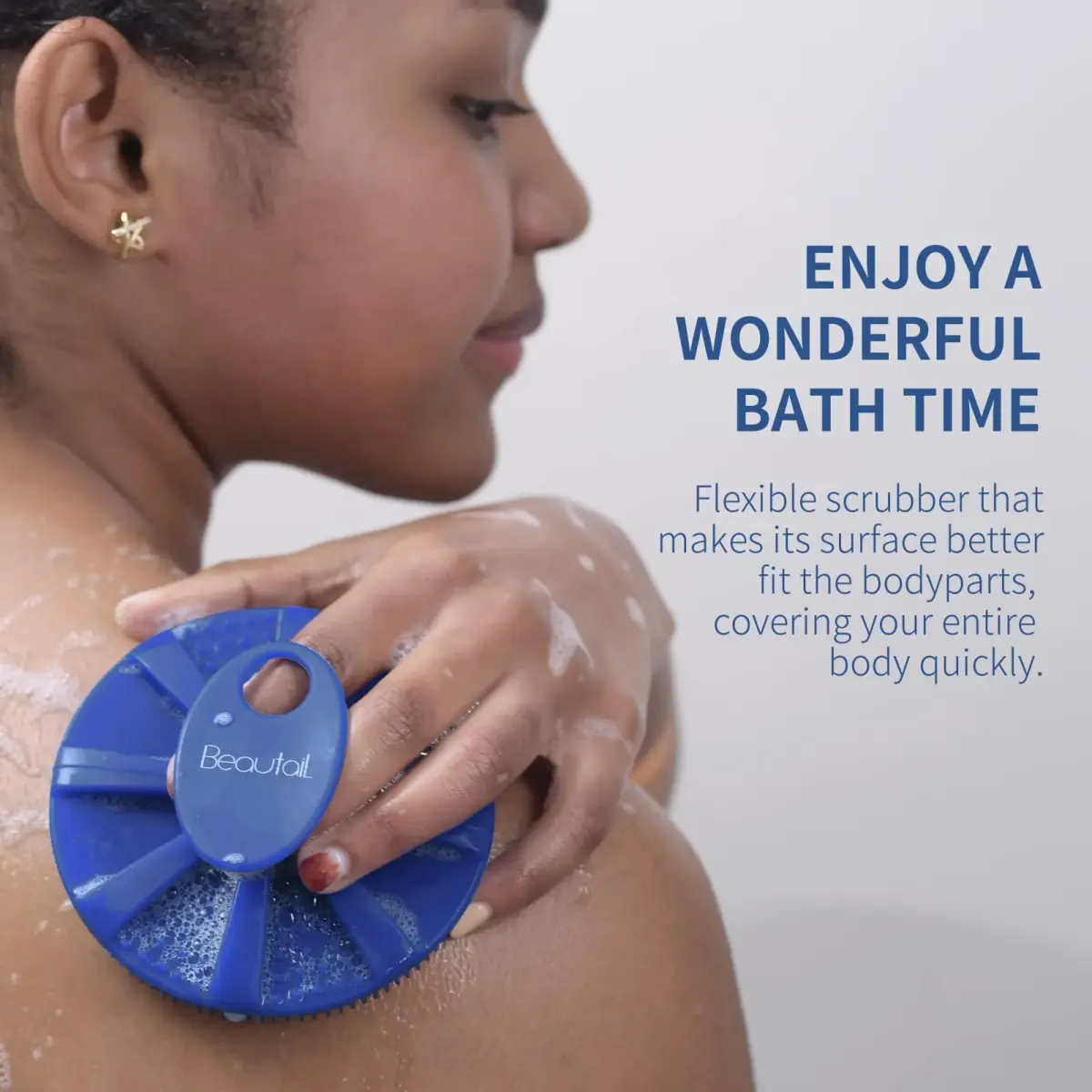 BEAUTAIL Silicone Body Scrubber Blue 1 Pc | Gentle Exfoliating Shower Brush for Sensitive Skin - view 6