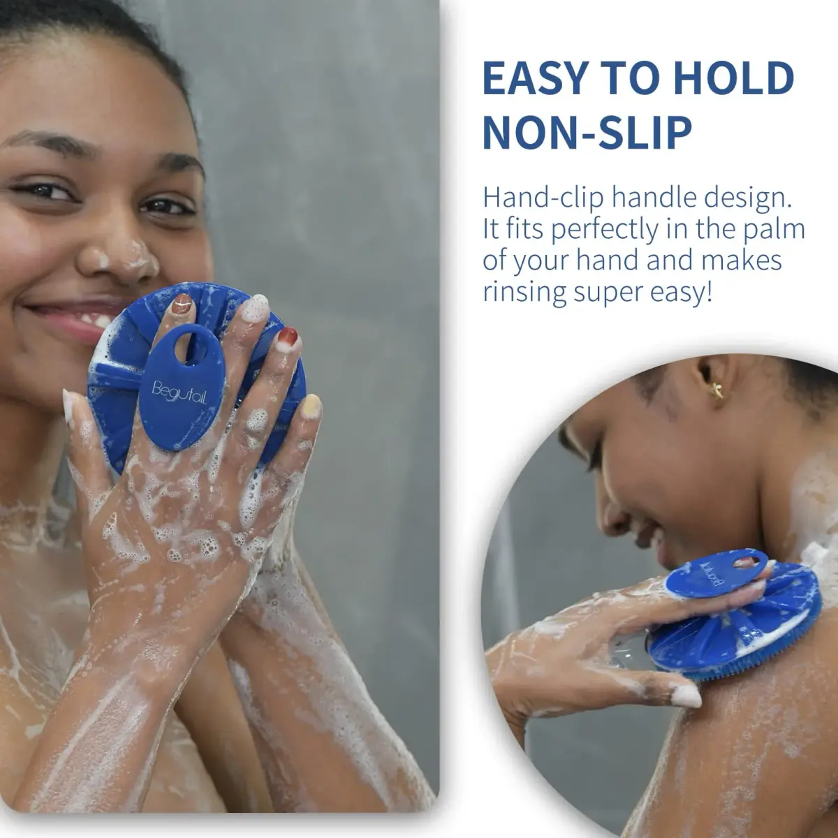 BEAUTAIL Silicone Body Scrubber Blue 1 Pc | Gentle Exfoliating Shower Brush for Sensitive Skin - view 4