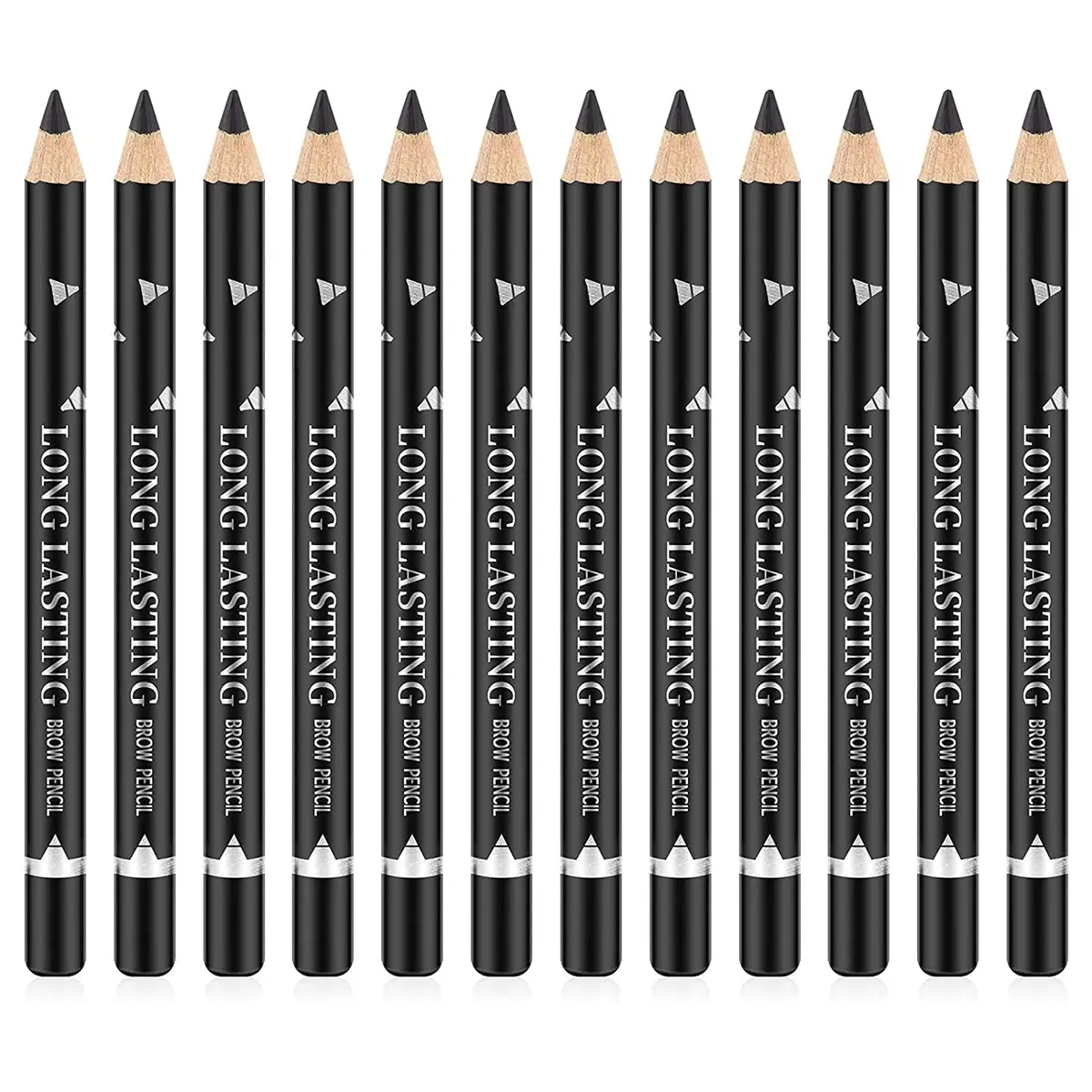 Go Ho 12 PCS Black Eyebrow Eyeliner Pencils | Sweatproof, Long-lasting, Water-resistant Brow Gel Pen (1.1g each) - main product image