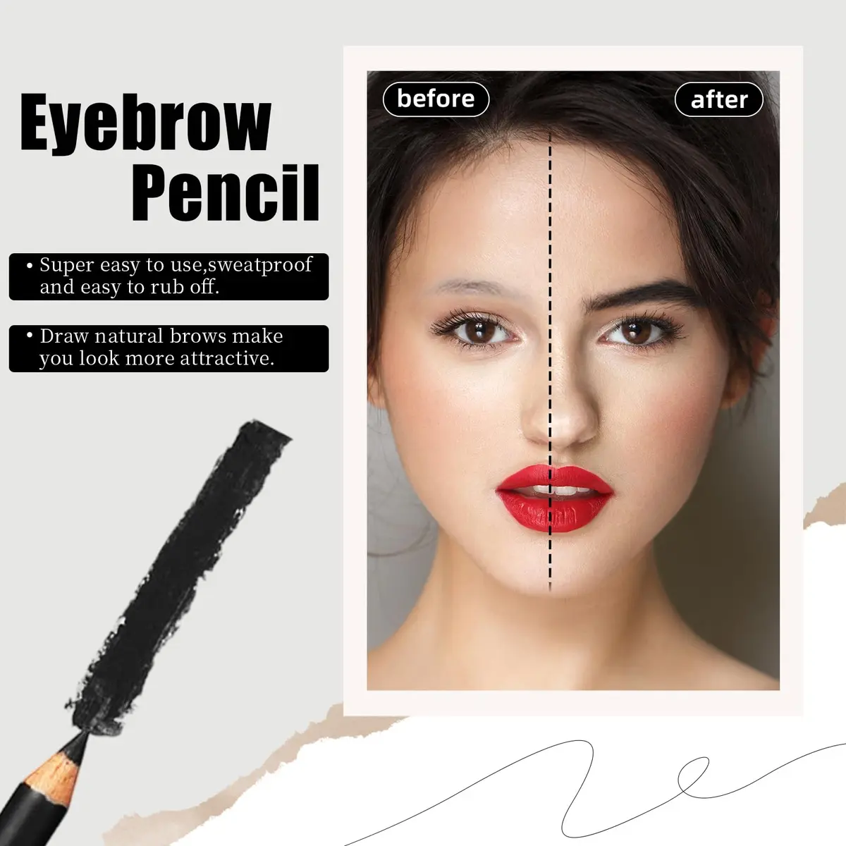 Go Ho 12 PCS Black Eyebrow Eyeliner Pencils | Sweatproof, Long-lasting, Water-resistant Brow Gel Pen (1.1g each) - view 5