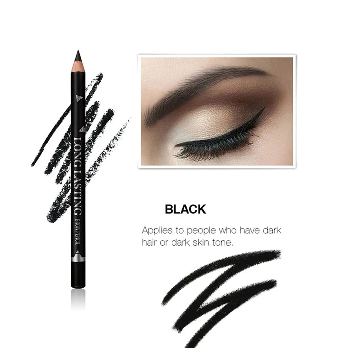 Go Ho 12 PCS Black Eyebrow Eyeliner Pencils | Sweatproof, Long-lasting, Water-resistant Brow Gel Pen (1.1g each) - view 2