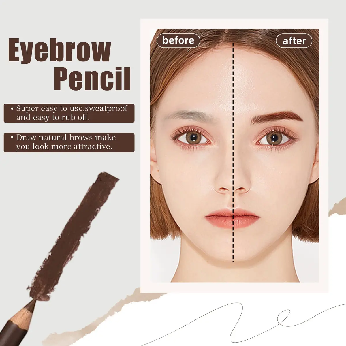 Go Ho 12 PCS Brown Eyebrow Eyeliner Pencils | Sweatproof, Long-lasting, Medium Brown - view 5