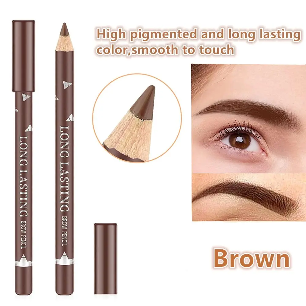 Go Ho 12 PCS Brown Eyebrow Eyeliner Pencils | Sweatproof, Long-lasting, Medium Brown - view 2