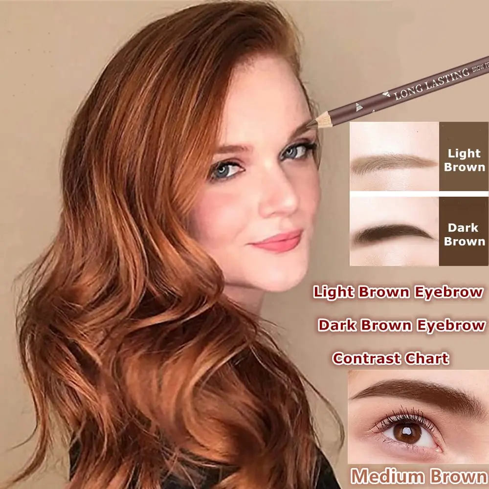 Go Ho 12 PCS Brown Eyebrow Eyeliner Pencils | Sweatproof, Long-lasting, Medium Brown - view 4