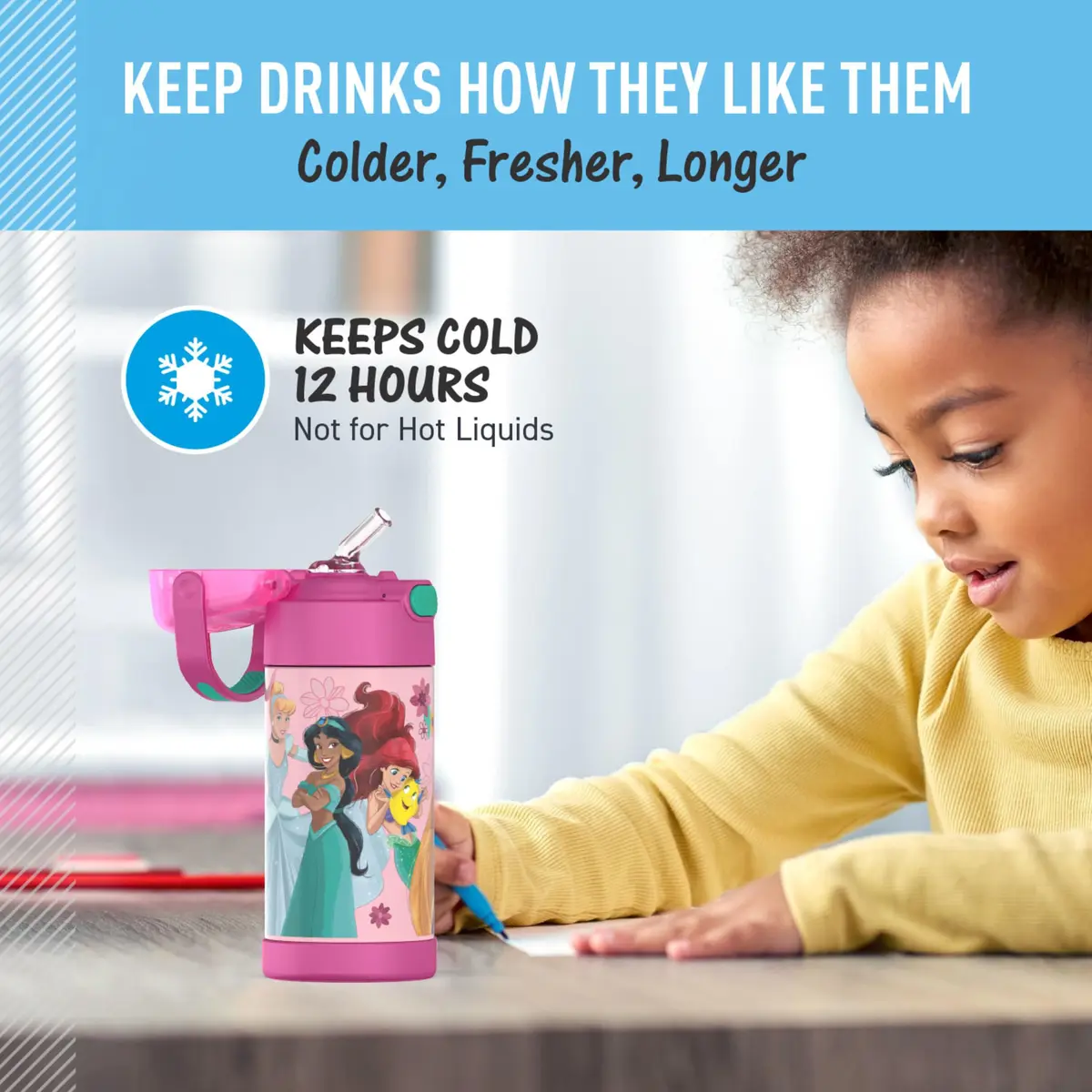 THERMOS FUNTAINER Princess Water Bottle with Straw, 355ml (12oz) | Keeps Drinks Cold for 12 Hours - view 5