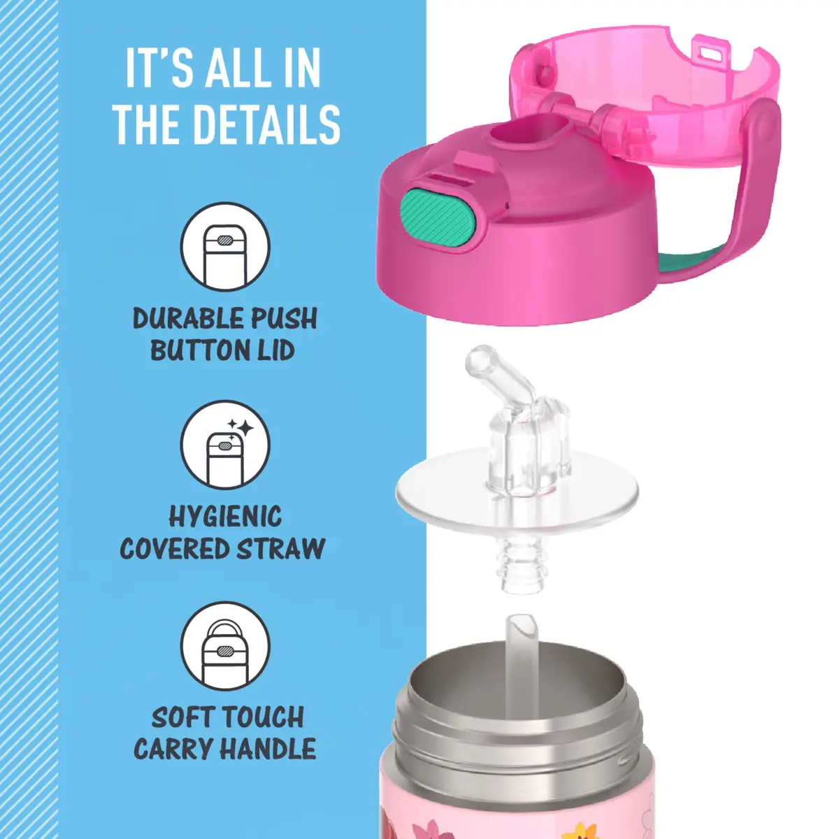 THERMOS FUNTAINER Princess Water Bottle with Straw, 355ml (12oz) | Keeps Drinks Cold for 12 Hours - view 4