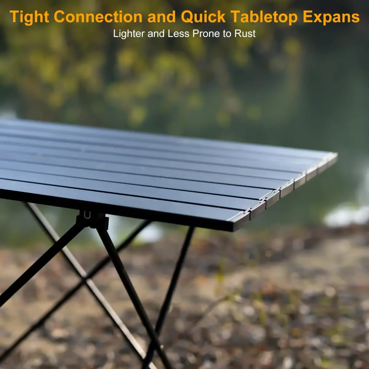Audoyon Foldable Camping Side Table Black | Ultralight Aluminum Roll-Up Table with Carry Bag (16 inch Small) - view 3
