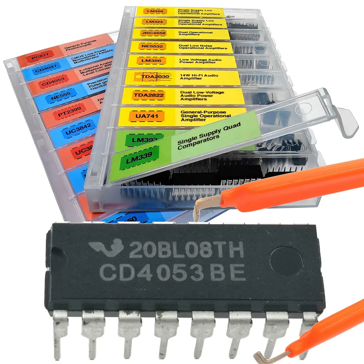 EEEEE IC Kit 161 pcs (20 Models) with IC Plier | Analog Integrated Circuits Electronics Parts Assortment Set - main product image