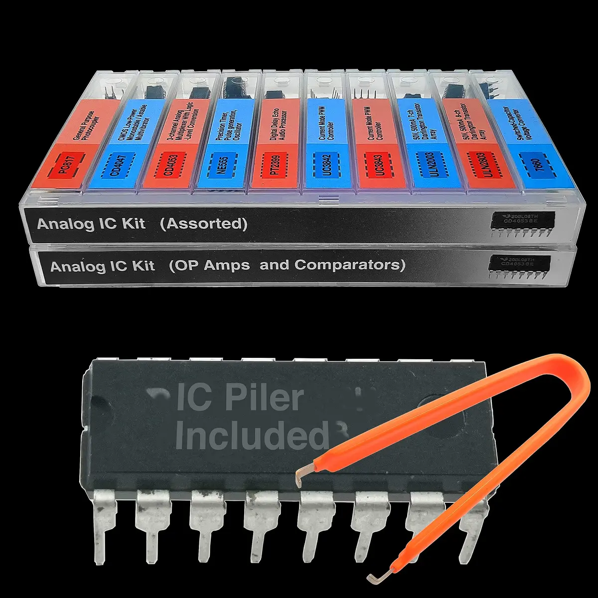 EEEEE IC Kit 161 pcs (20 Models) with IC Plier | Analog Integrated Circuits Electronics Parts Assortment Set - view 2