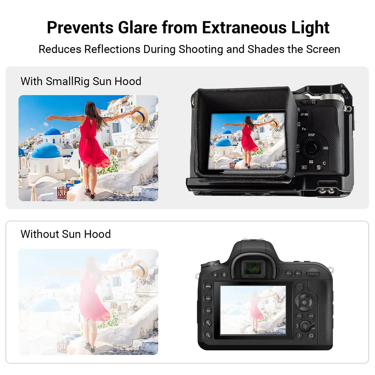 SmallRig Sun Hood for Sony Cameras | Reduce Glare & Reflections, Foldable, Leather & Microfiber, 52g - view 2