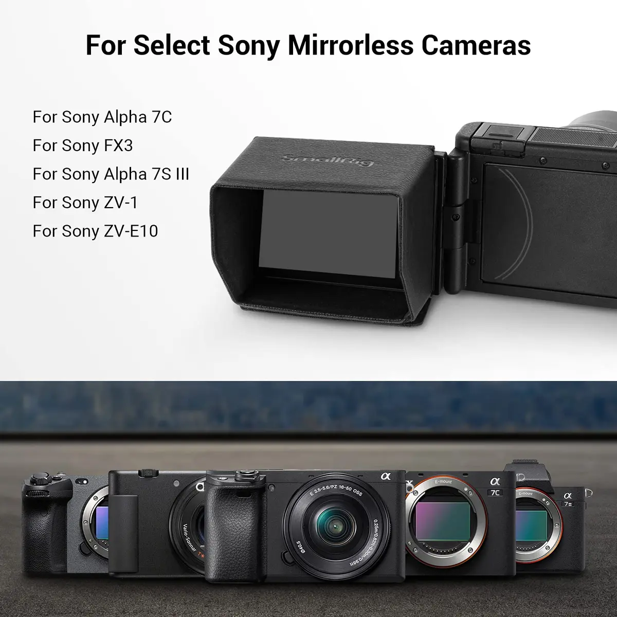 SmallRig Sun Hood for Sony Cameras | Reduce Glare & Reflections, Foldable, Leather & Microfiber, 52g - view 3