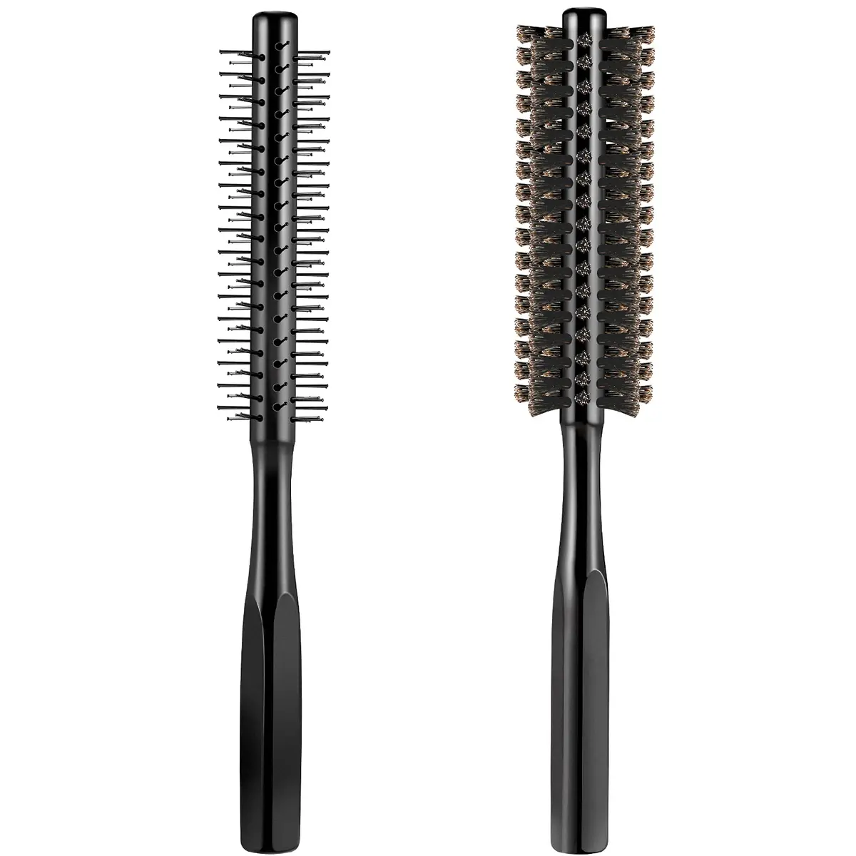 Geiserailie Black Round Hair Comb Set | 2-Piece Wooden Handle with Nylon & Boar Bristles | 21 cm (8.26 inches) - main product image