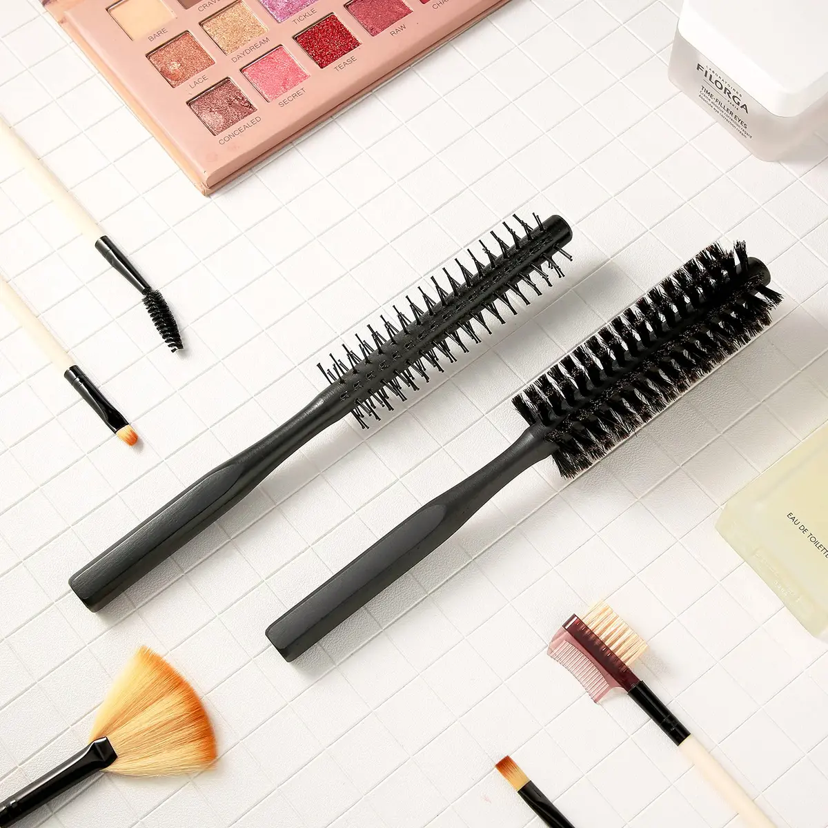 Geiserailie Black Round Hair Comb Set | 2-Piece Wooden Handle with Nylon & Boar Bristles | 21 cm (8.26 inches) - view 7