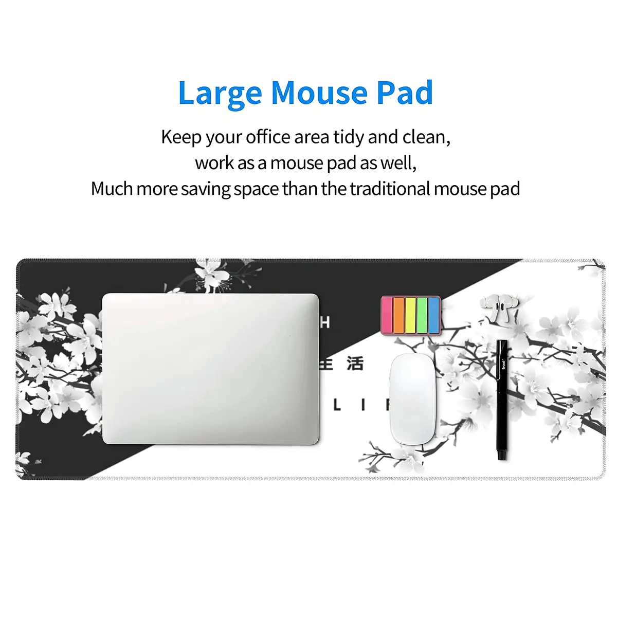 aportt Large Desk Pad 80x30 cm | Cherry Blossom Gaming & Office Mouse Mat - view 6