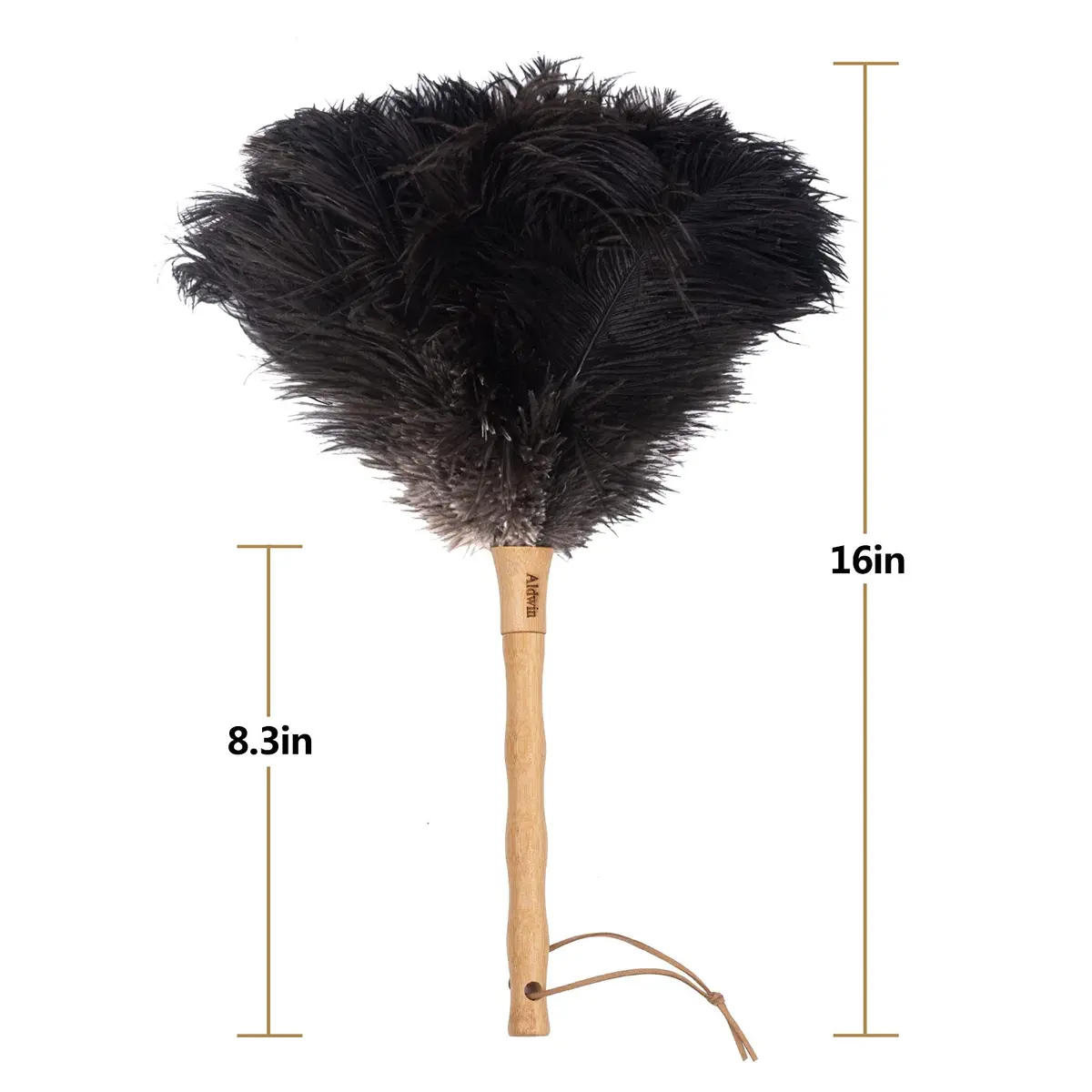 Aldwin Ostrich Feather Dusters for Cleaning, 16 inch Black | Premium Handcrafted Feather Duster with Wooden Handle - view 2