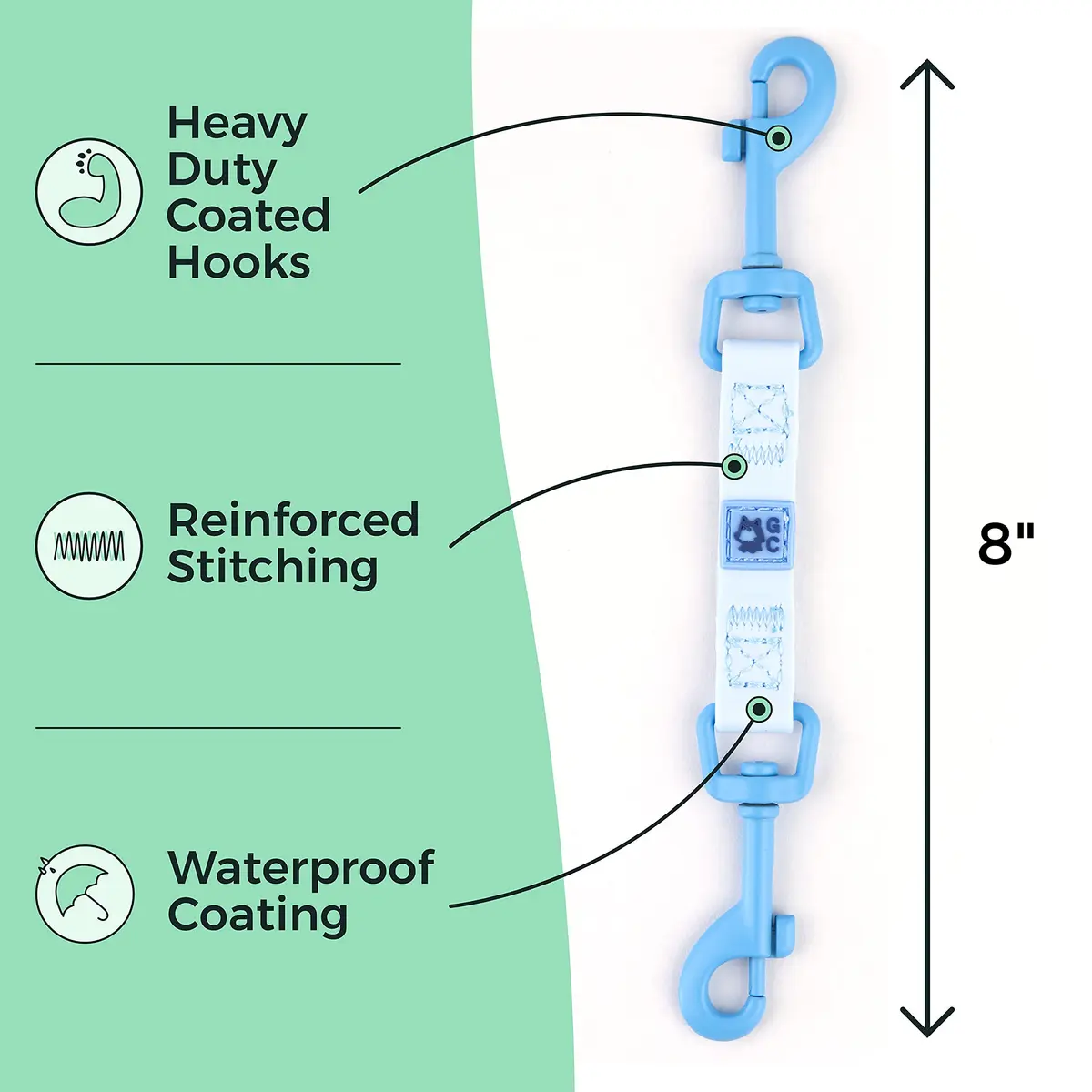Gentle Creatures Collar Companion Waterproof Dog Safety Backup Clip 18cm (7") | Secure Anti-Escape Backup Clip - view 3