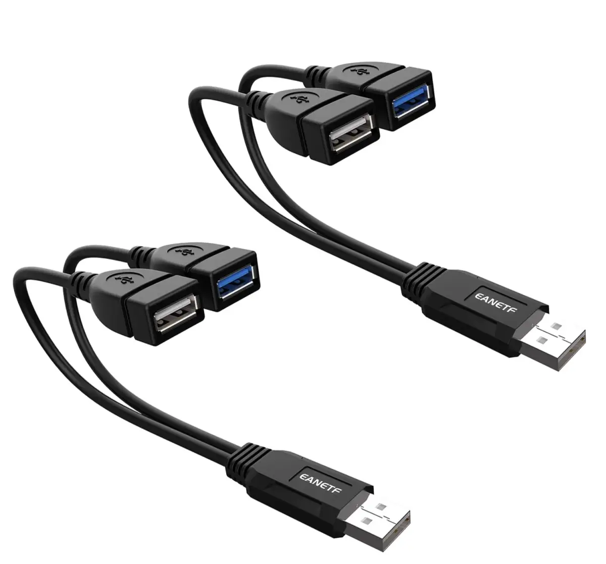 Eanetf Dual USB Splitter Cable 30cm (1ft) | USB 3.0 Female + USB 2.0 Female - main product image