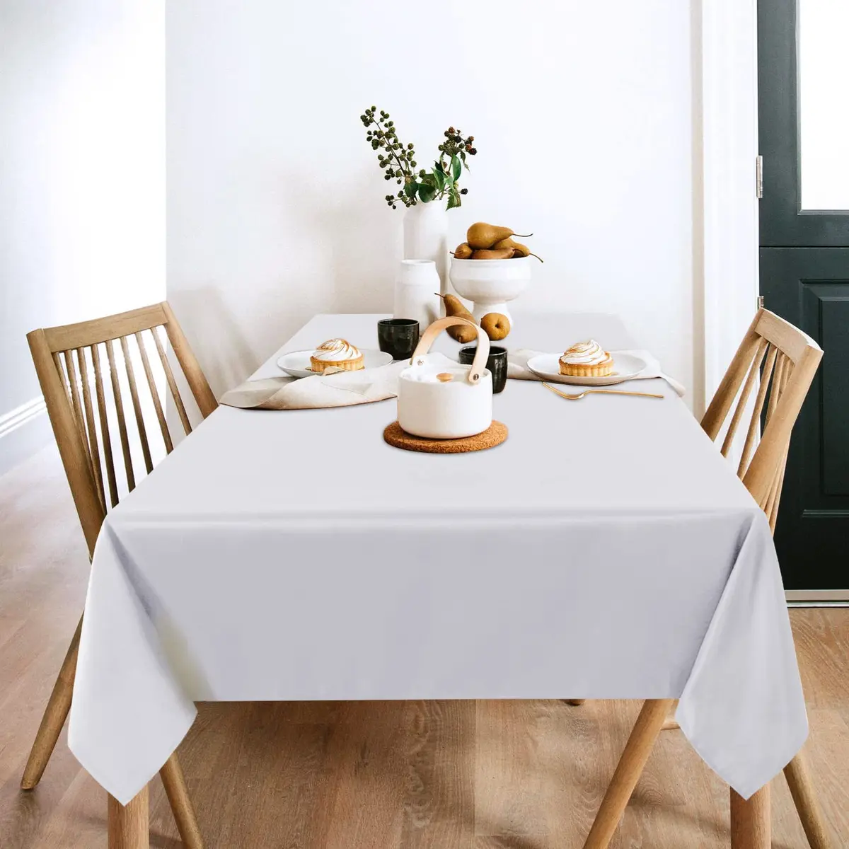 sancua 2 Pack White Table Cloth 60x120 Inch | Perfect for 8ft Rectangle Tables - view 2
