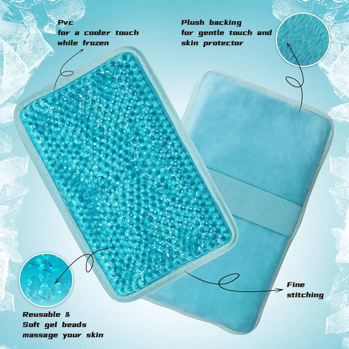 ZNÖCUETÖD Gel Beads Ice Pack with Strap | Reusable Hot & Cold Therapy for Injuries & Pain Relief - view 4