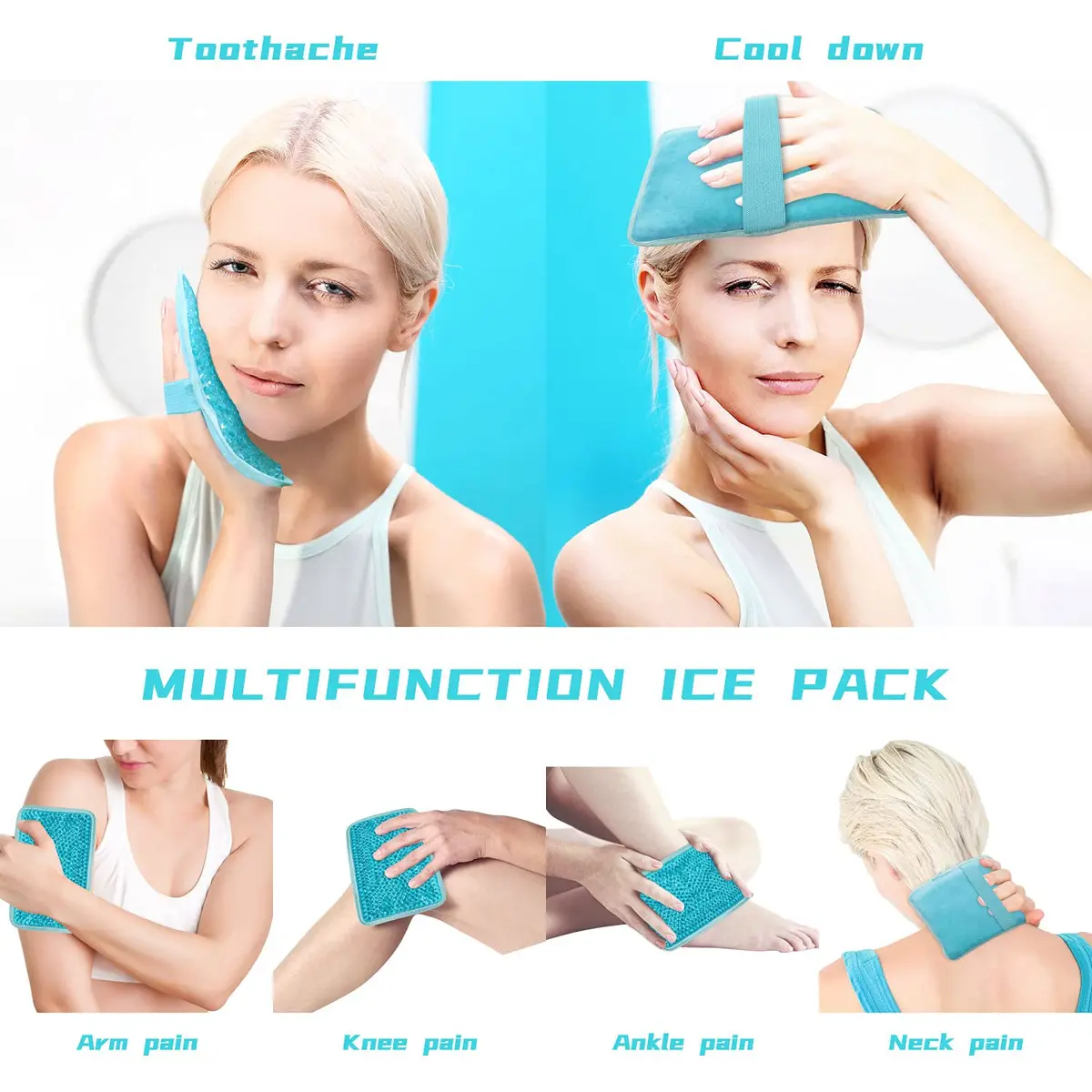 ZNÖCUETÖD Gel Beads Ice Pack with Strap | Reusable Hot & Cold Therapy for Injuries & Pain Relief - view 2